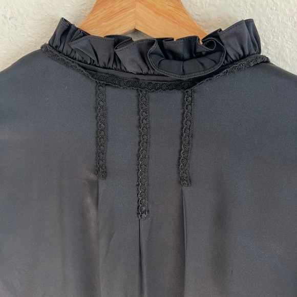 SONIA BOGNER black silk lace blouse / size 6 - Picture 7 of 7